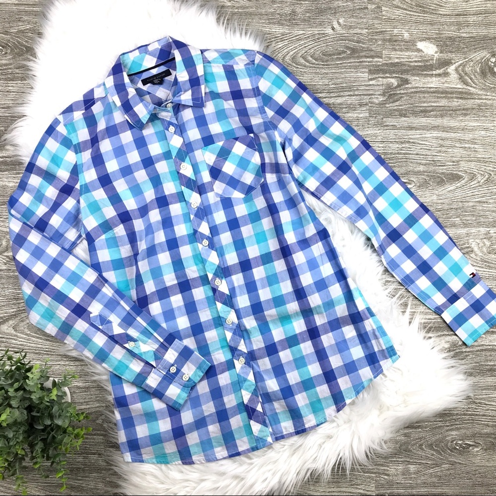 Tommy Hilfiger Blue & White Checker Button Down XS